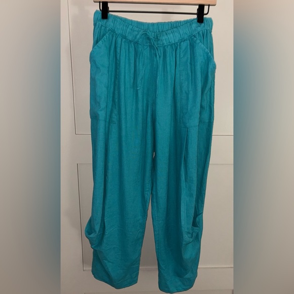 Free People Take Me With You Linen Pants NWOT Size S Color Blue - Picture 4 of 6